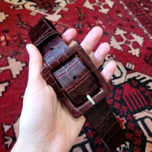 Croc Embossed Leather Belt Sz S New York Company